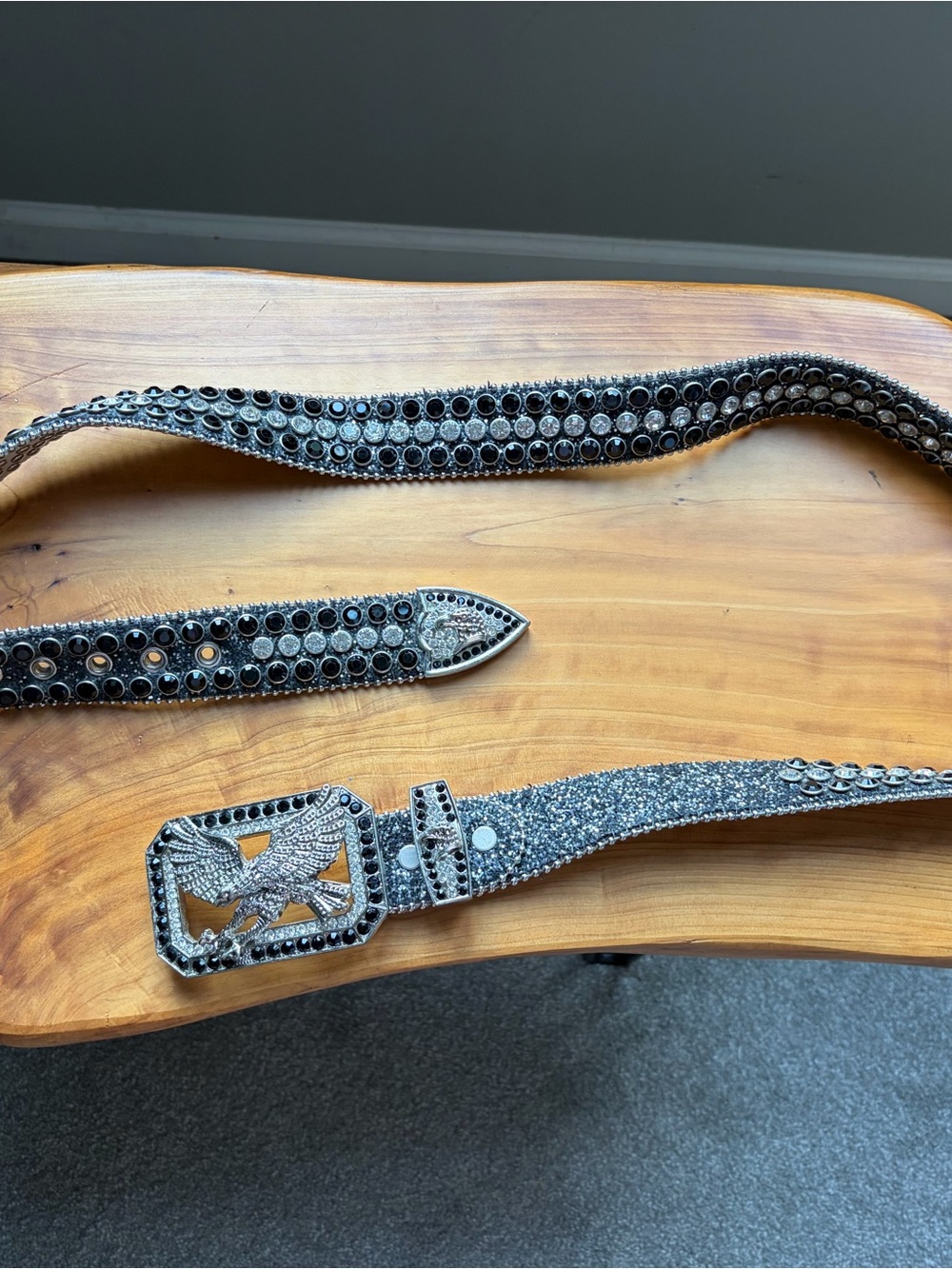 Embellished Black Crystal Men's Western Belt